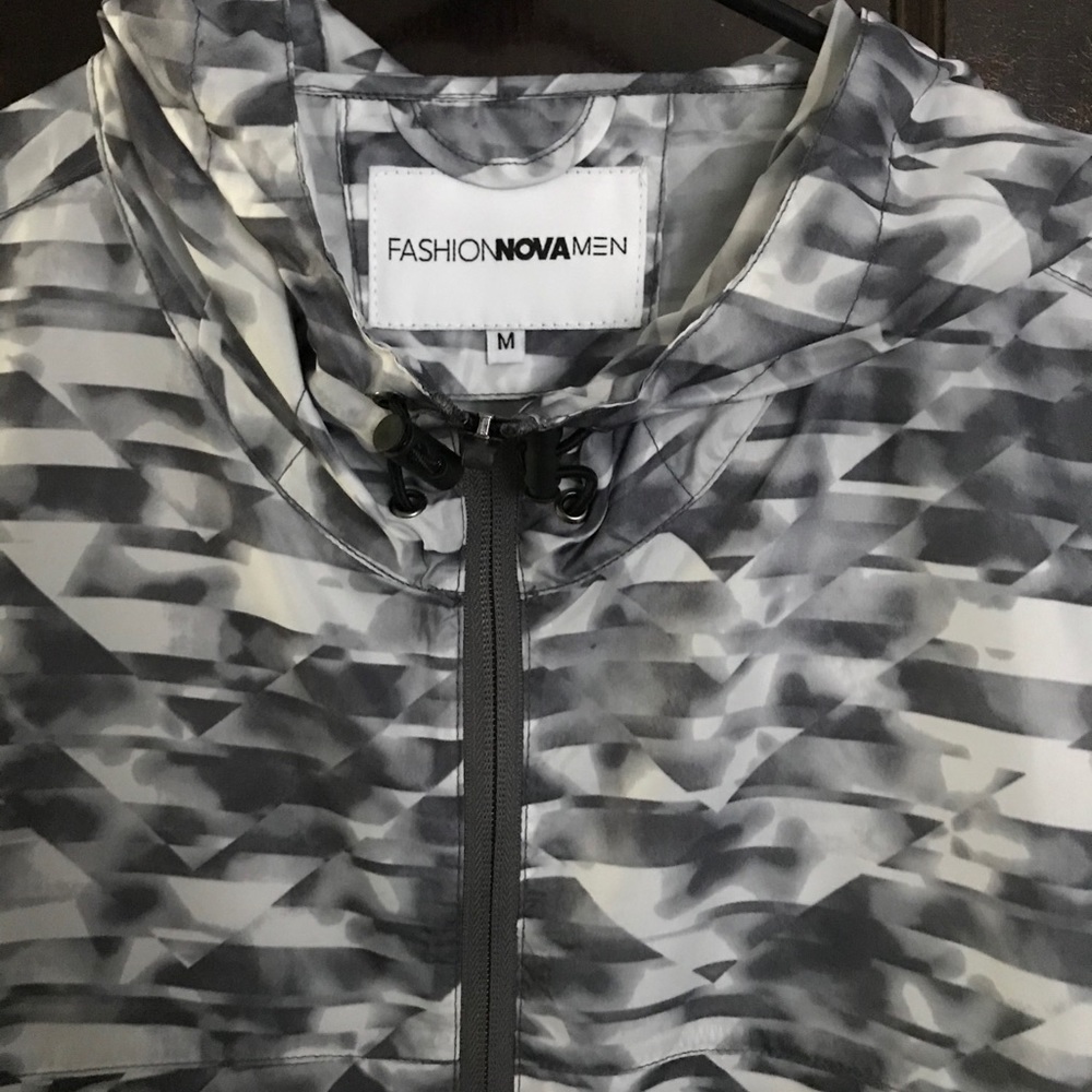 Grey and white zip up